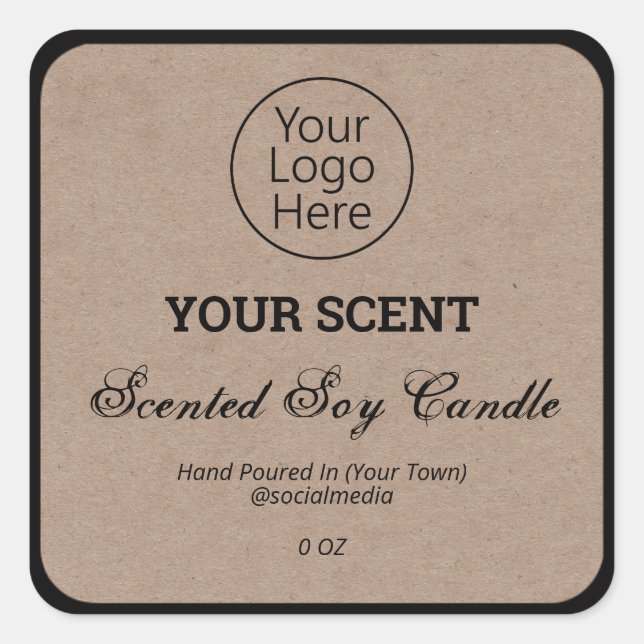 Rustic Kraft Scented Soy Candle Product Labels (Front)