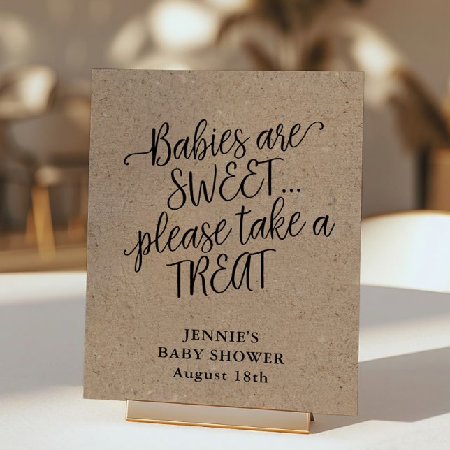 Rustic Kraft Script Baby Shower Favour Display Poster (Creator Uploaded)