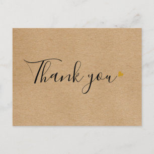 Rustic Kraft Script Business Thank You Postcard