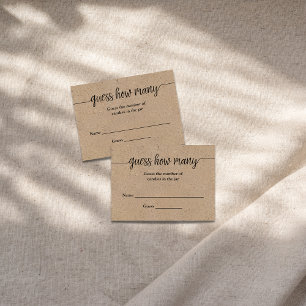 Rustic Kraft Script Devine Combien De Carte De Jeu