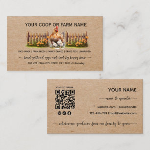 Rustic Kraft Script Farm Fresh Eggs Business Card