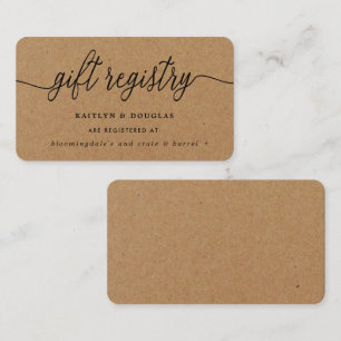 Rustic Kraft Script Gift Registry Enclosure Card