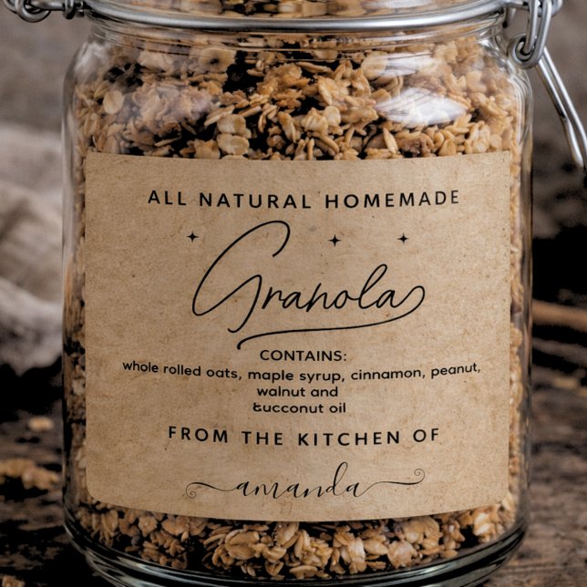 Rustic kraft Script Homemade Granola Label (Creator Uploaded)