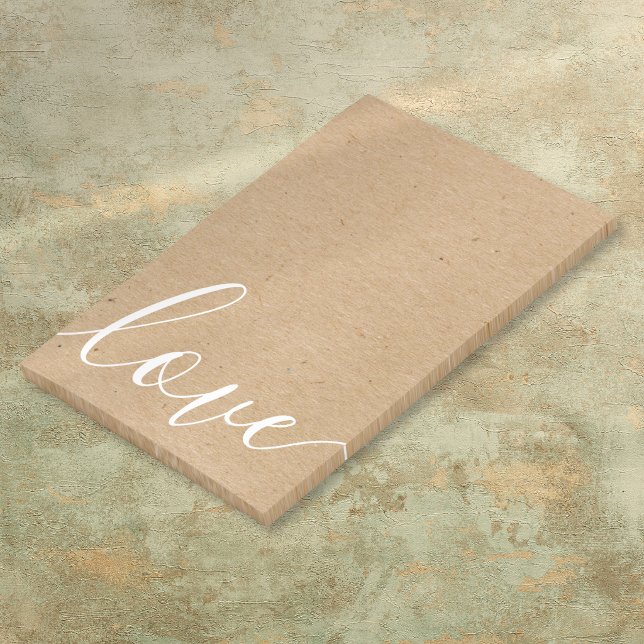 Rustic Kraft Script Love Post-it Notes (Rustic Kraft Elegant Modern Script Message Post-it Notes)
