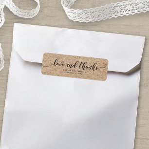 Rustic Kraft Script Love & Thanks Mariage Étiquett