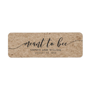 Rustic Kraft Script Meant to Bee Wedding Label
