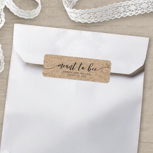 Rustic Kraft Script Meant to Bee Wedding Label (Creator Uploaded)