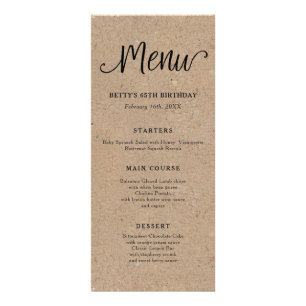 Rustic Kraft Script Tall Menu Card