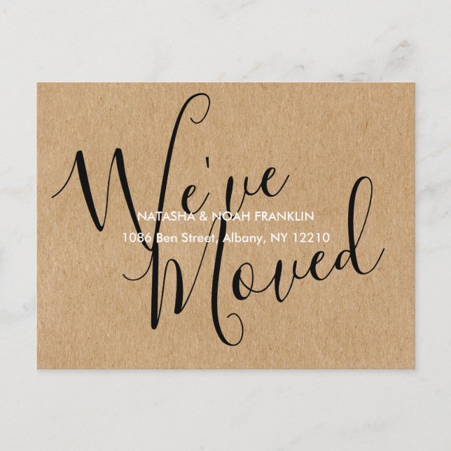 Rustic Kraft Script We've Moved New Home Address Announcement Postcard (Front)