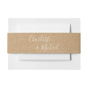 Rustic Kraft Signature Script Invitation Belly Band