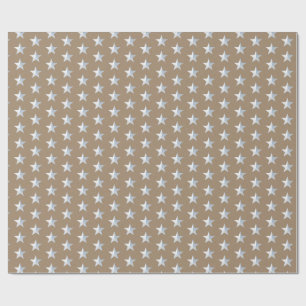 Rustic Kraft Silver Stars Wrapping Paper