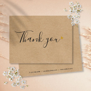 Rustic Kraft Simple Script Business Thank You Postcard