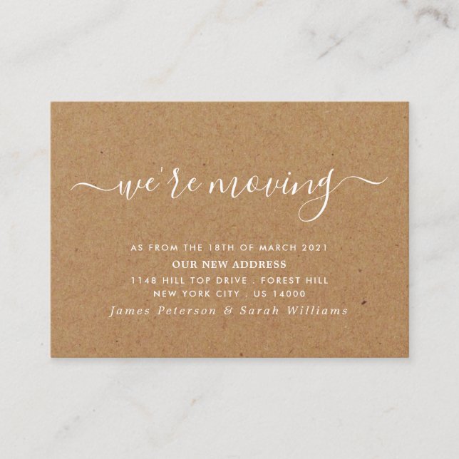 Rustic Kraft Simple Script Change of Address Enclosure Card (Front)