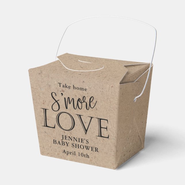 Rustic Kraft S'More Custom Take Out Favor Box (Front Side)