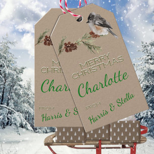 Rustic Kraft Sparrow Bird Customizable Writing Gift Tags