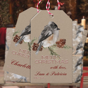 Rustic Kraft Sparrow Bird Customizable Writing Gift Tags