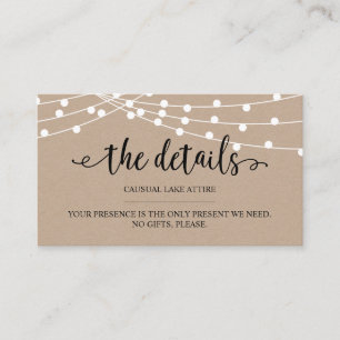 Rustic kraft string lights, Our Details, website E Enclosure Card