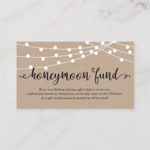 Rustic kraft string lights, Wedding Honeymoon Fund Enclosure Card