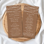 Rustic Kraft String Lights Wedding Program<br><div class="desc">Simple yet elegant, the string lights on rustic Kraft wedding collection is a stunning design featuring lovely white hanging string lights on a Kraft effect background, which is perfect for any rustic wedding celebration. These programs can be personalized for your special occasion and would make the perfect order of service...</div>