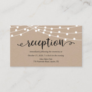 Rustic kraft string lights, Wedding Reception Enclosure Card