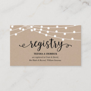 Rustic kraft string lights, Wedding Registry Enclosure Card