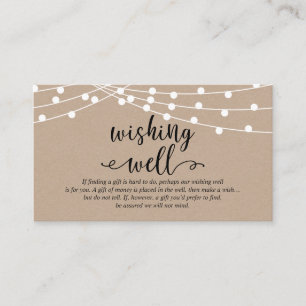 Rustic kraft string lights, Wedding Wishing Well Enclosure Card