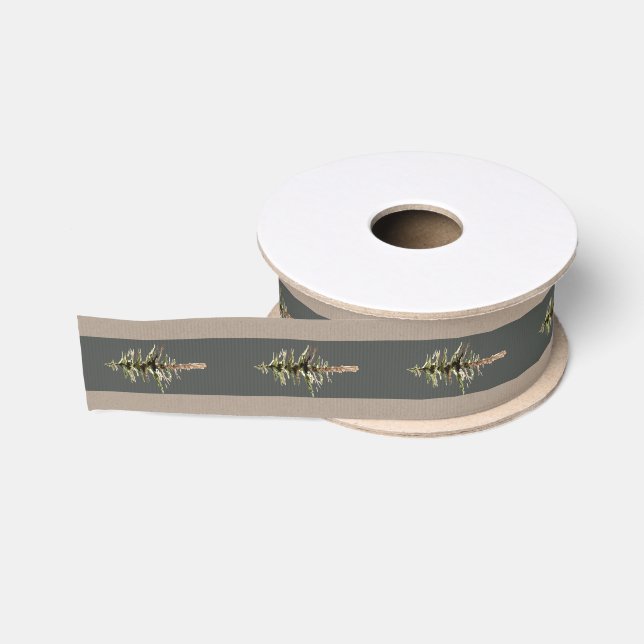 Rustic Kraft Thick Grey Centre Stripe Woodland Grosgrain Ribbon (Spool)