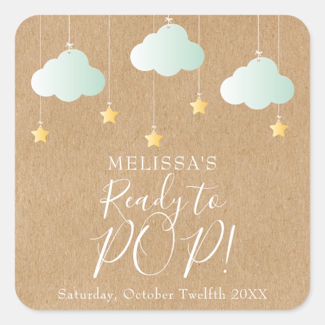 Rustic kraft twinkle twinkle Ready to POP Square Sticker (Front)