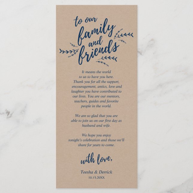 Rustic Kraft Vines, Place Setting Thank You Card (Front)