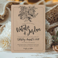 Rustic Kraft Vintage Floral Boho Botanical Wedding