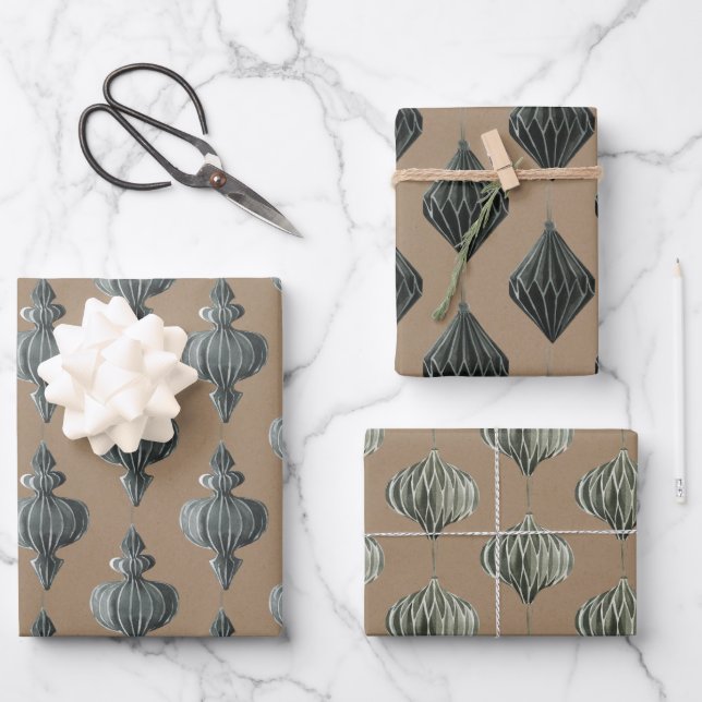 Rustic Kraft Vintage Scandinavian Paper Ornaments (Front)
