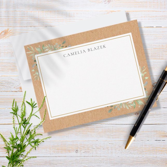 Rustic Kraft Watercolor Greenery Card (Creator Uploaded)