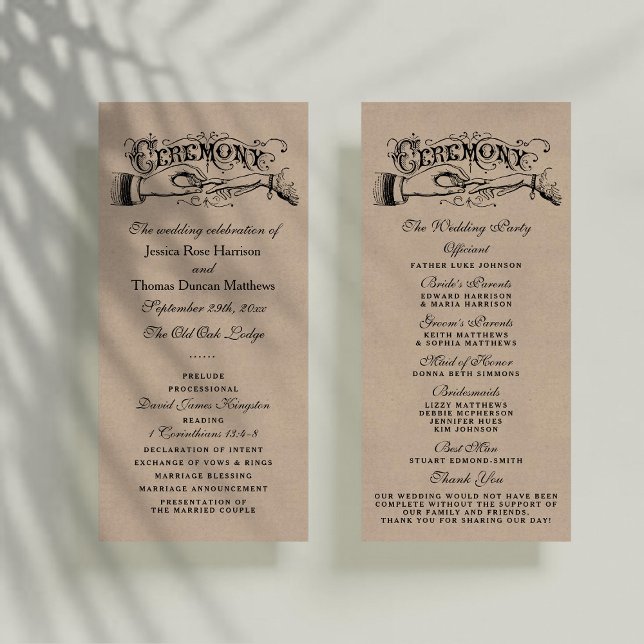 Rustic Kraft Wedding Ceremony Program Templates (Creator Uploaded)
