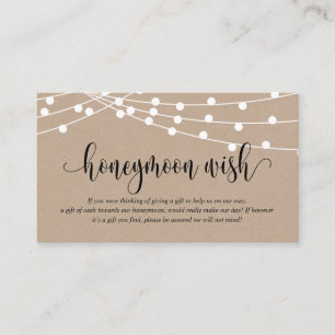 Rustic kraft, Wedding Honeymoon Fund or Wish Enclosure Card