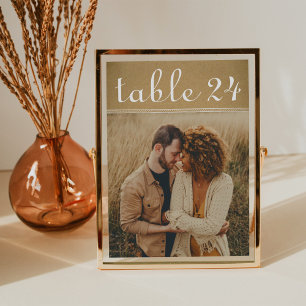 Rustic Kraft Wedding Photo Table Number Card