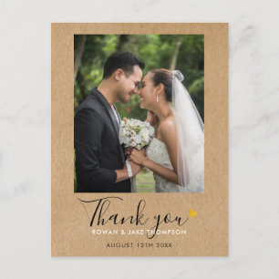 Rustic Kraft Wedding Photo Thank You Postcard