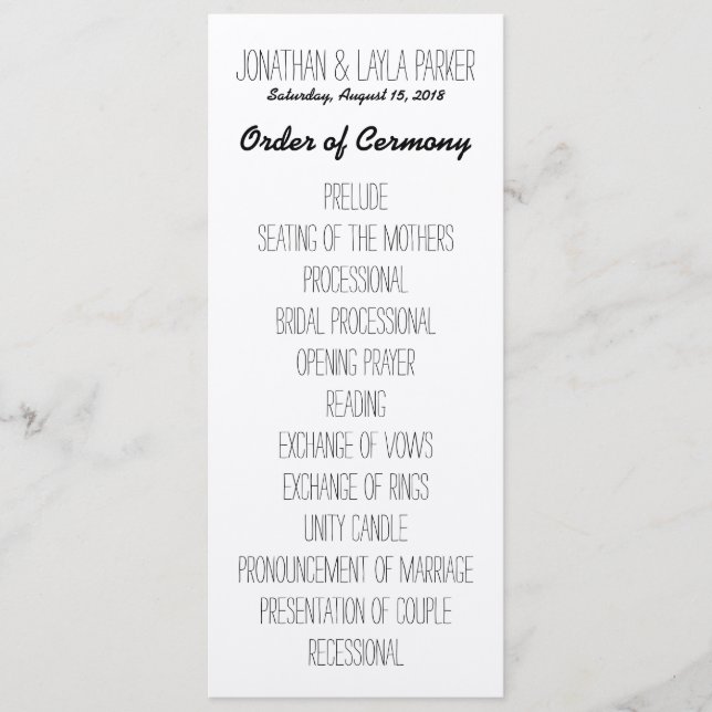 Rustic Kraft Wedding Programme (Devant)
