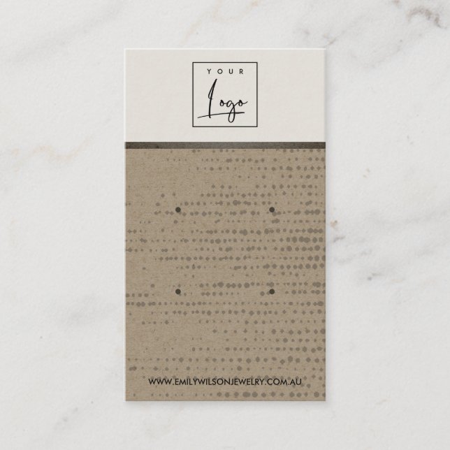 RUSTIC KRAFT WHITE DOT 2 STUD EARRING DISPLAY CARD (Front)