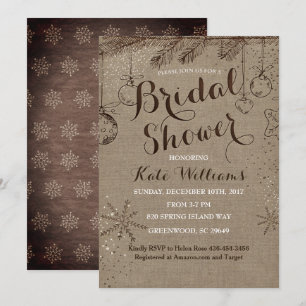 Rustic Kraft Winter Bridal Shower invitations