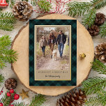 Rustic Kraft Winter Plaid Christmas Photo Foil Holiday Card<br><div class="desc">Send holiday greetings to friends and family with our rustic elegant photo cards featuring a wintry buffalo plaid pattern and a kraft background framing your vertical favourite photo. Personalize with two lines of custom text; shown with "Merriest Christmas" and your family name. Gold foil trim adds a luxe touch to...</div>