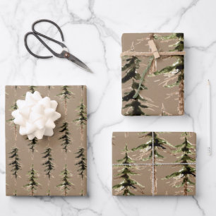 Rustic Kraft Woodland Forest 2 Wrapping Paper Sheet