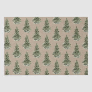 Rustic Kraft Woodland Forest Spruce Tree Tissue Paper