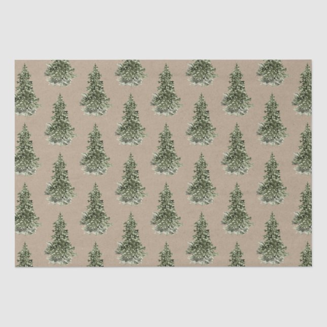Rustic Kraft Woodland Forest Spruce Tree Tissue Paper (Front)