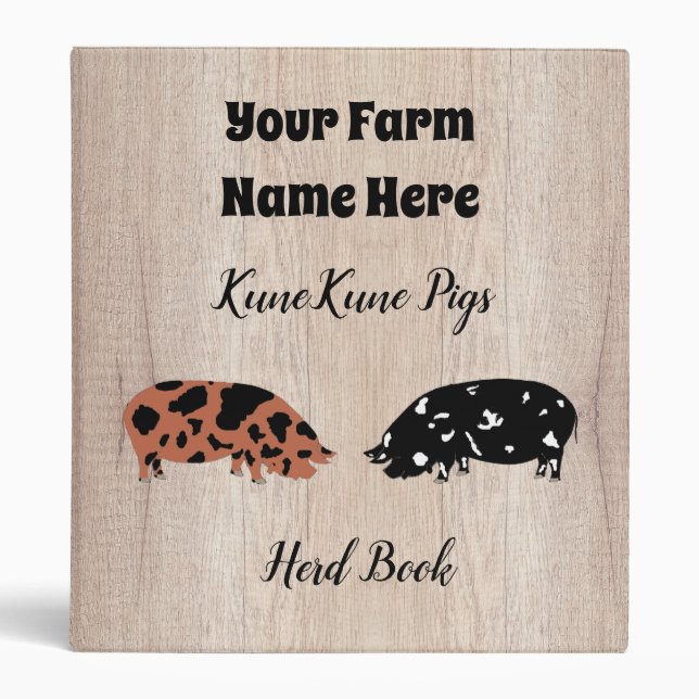 Rustic KuneKune Pig Herd Book Binder (Front)