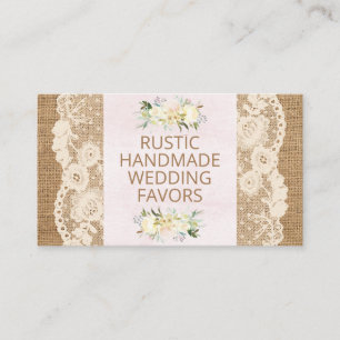 Rustic Lace And Burlap Handmade Wedding Favors Business Card