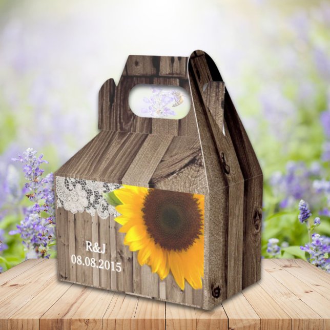 rustic lace barn wood sunflower country wedding favor box (rustic lace barn wood sunflower country wedding favor boxes)