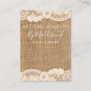 Rustic Lace Burlap Handmade Jewelry Earring Business Card