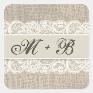 Rustic Lace & Burlap Look Stickers