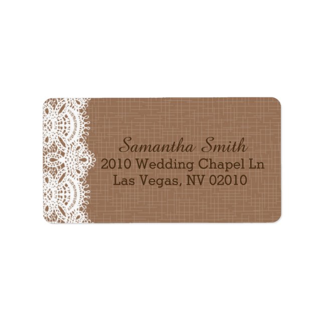 Rustic Lace Burlap Wedding Labels (Front)