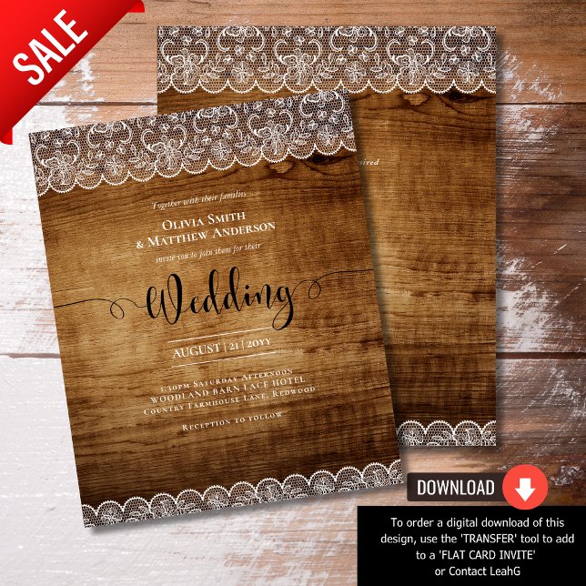 Rustic Lace Country Barn Farmhouse Wedding Invitation (Creator Uploaded)